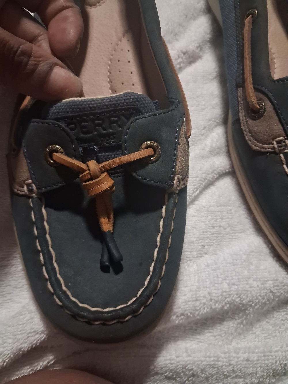 Sperry Women Size 10 Navy and Tan Boat Shoes